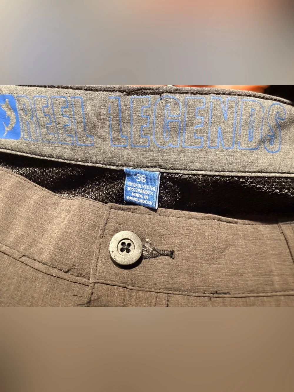 Reel Legends Men’s Size 36 Gray Outdoor Performance Fishing Shorts Quick Dry